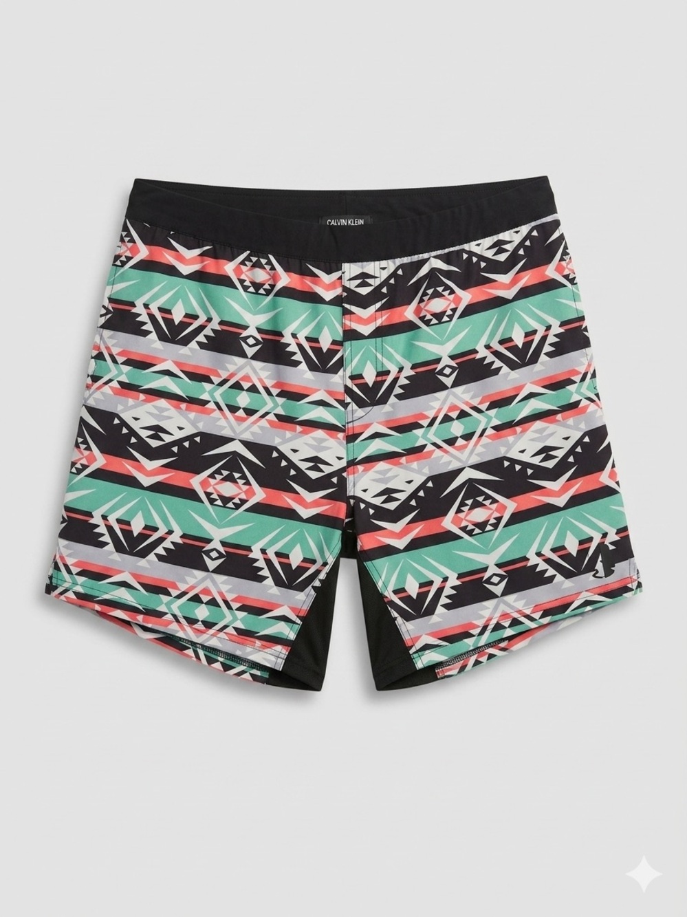 Tachuntfish Men's Black, Mint & Coral Athletic Shorts